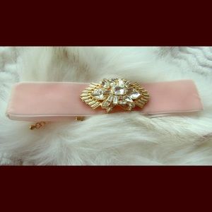 2 AVAILABLE Pink Thick Choker  Rhinestone Accent